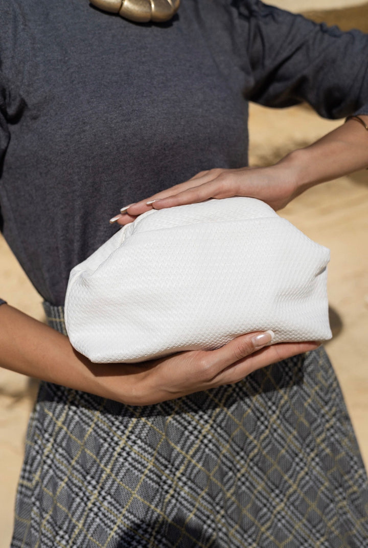 White leather clutch