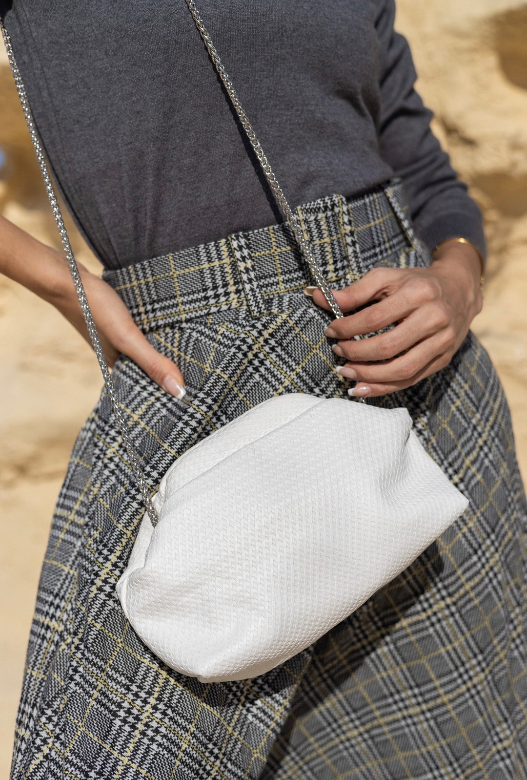 White leather clutch