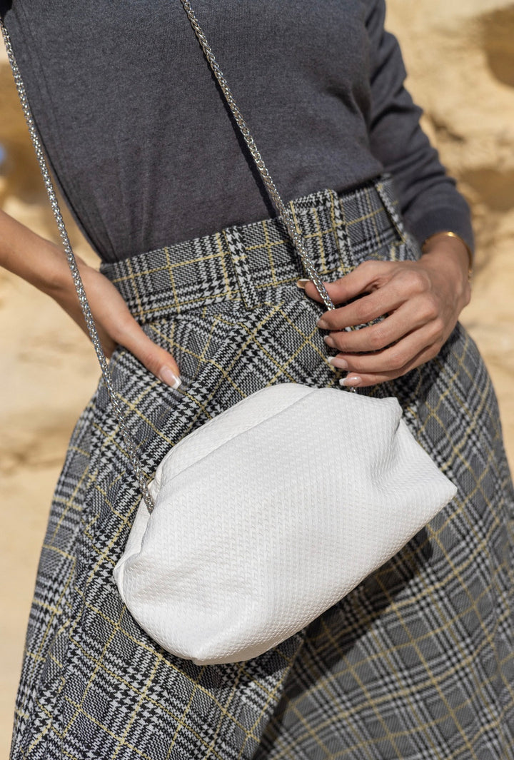 White leather clutch