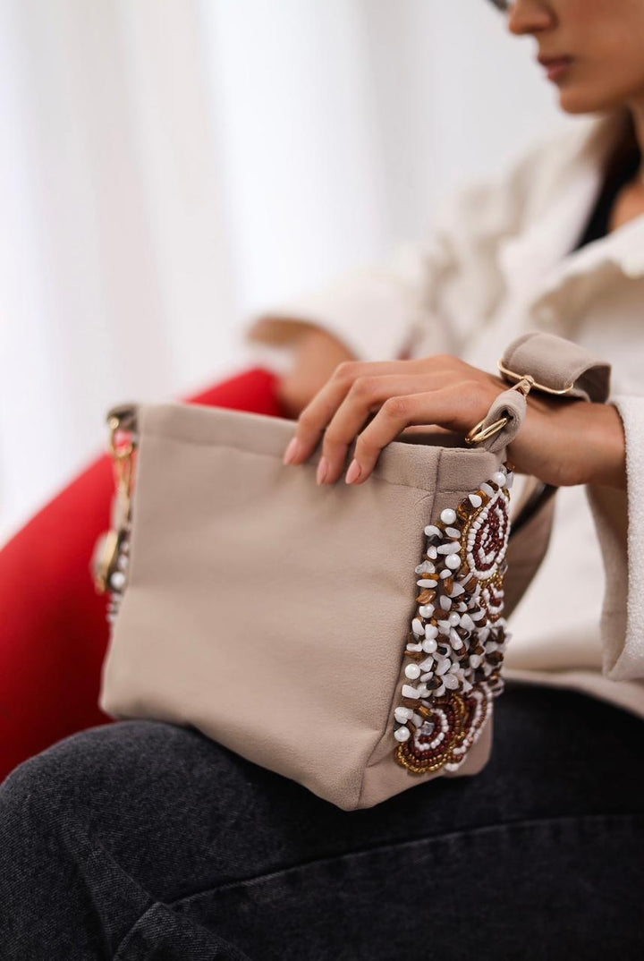 Greyish embroidered bag