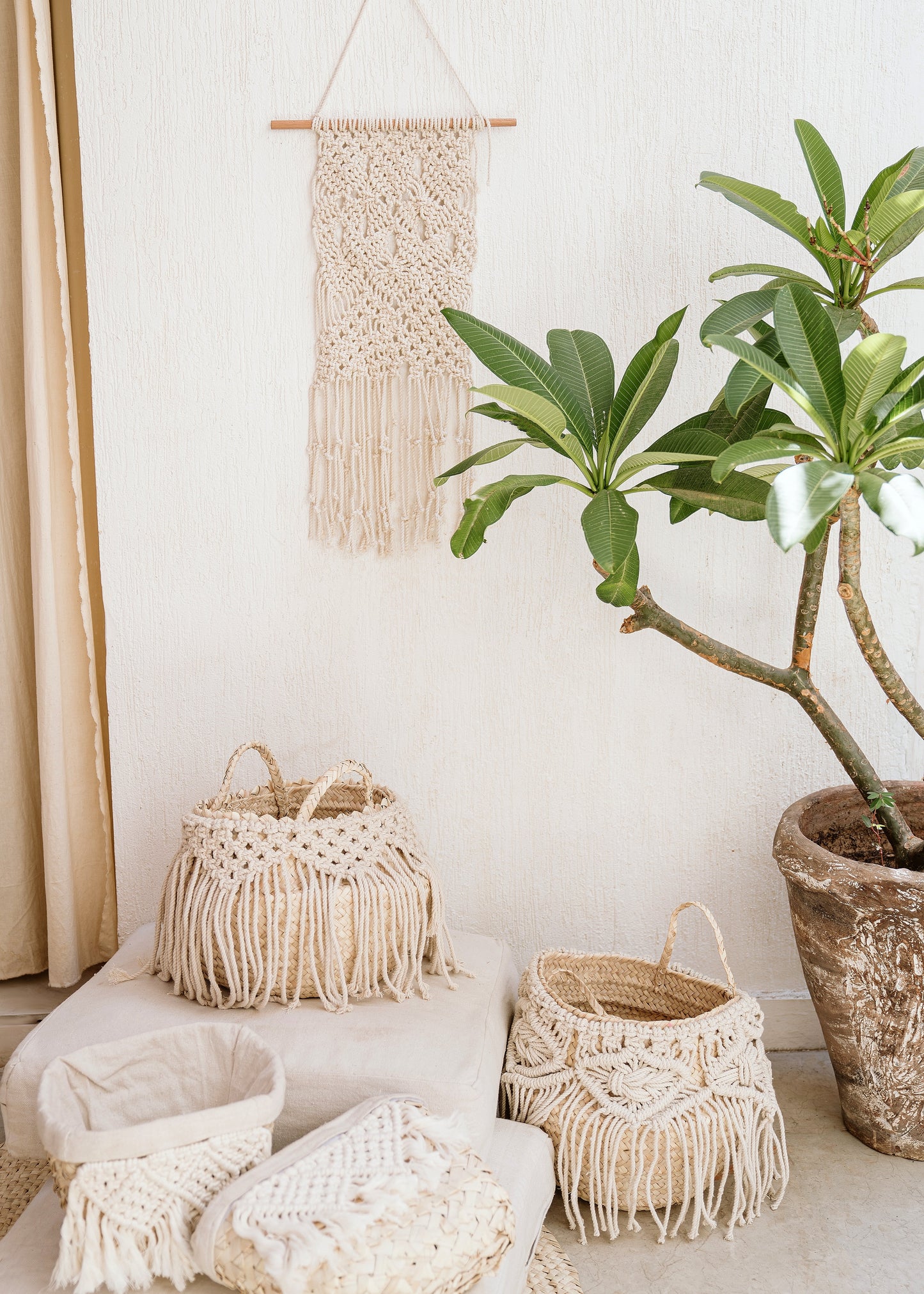 A wicker Basket Handmade From Palm Waste