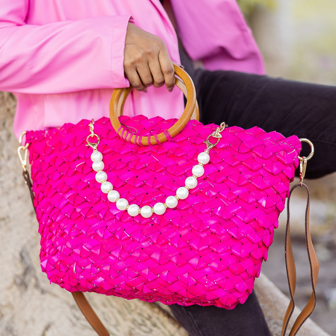 Fushia Wicker Bag