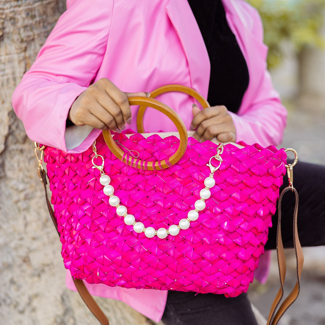 Fushia Wicker Bag