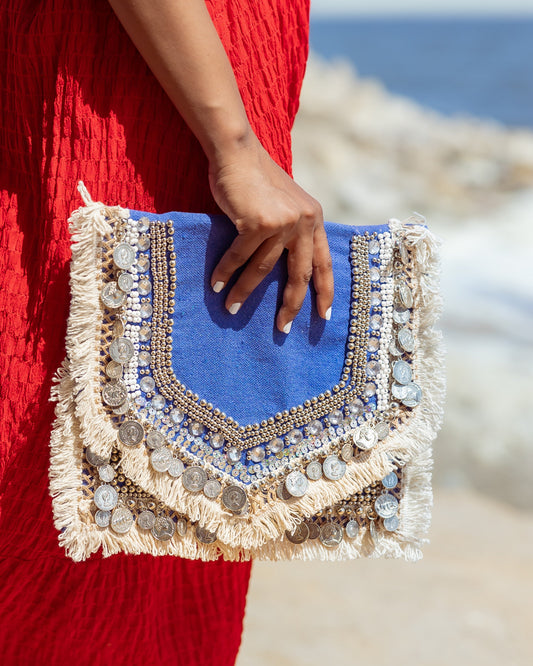 Handmade Embroidery Linen Clutch