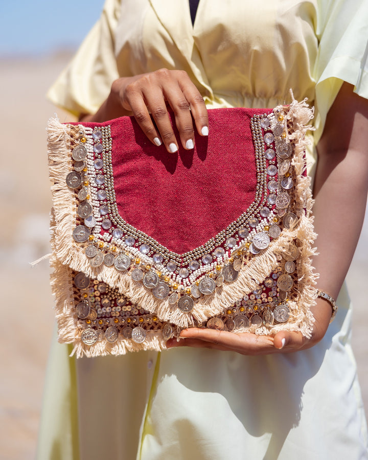 Handmade Embroidery Linen Clutch