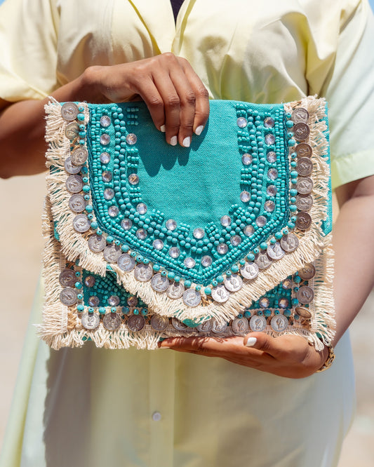 Handmade Embroidery Linen Clutch