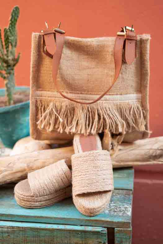 Burlap Tassel Bag